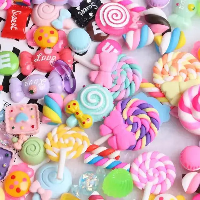20PCS Multi Shape Kawaii Accessories Nail Art Charms Sweet Candy Gummy Bear Lollipop Resin Nail Art Rhinestones Decoration Parts - Browsglamour