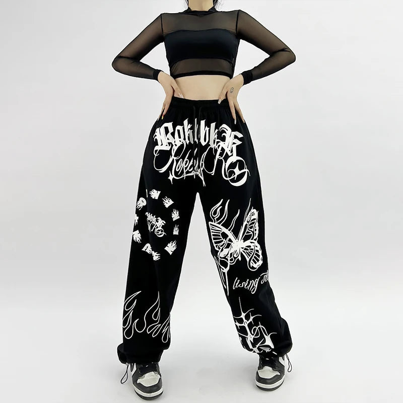 Butterfly Letter Print Pants for Women Browsglamour