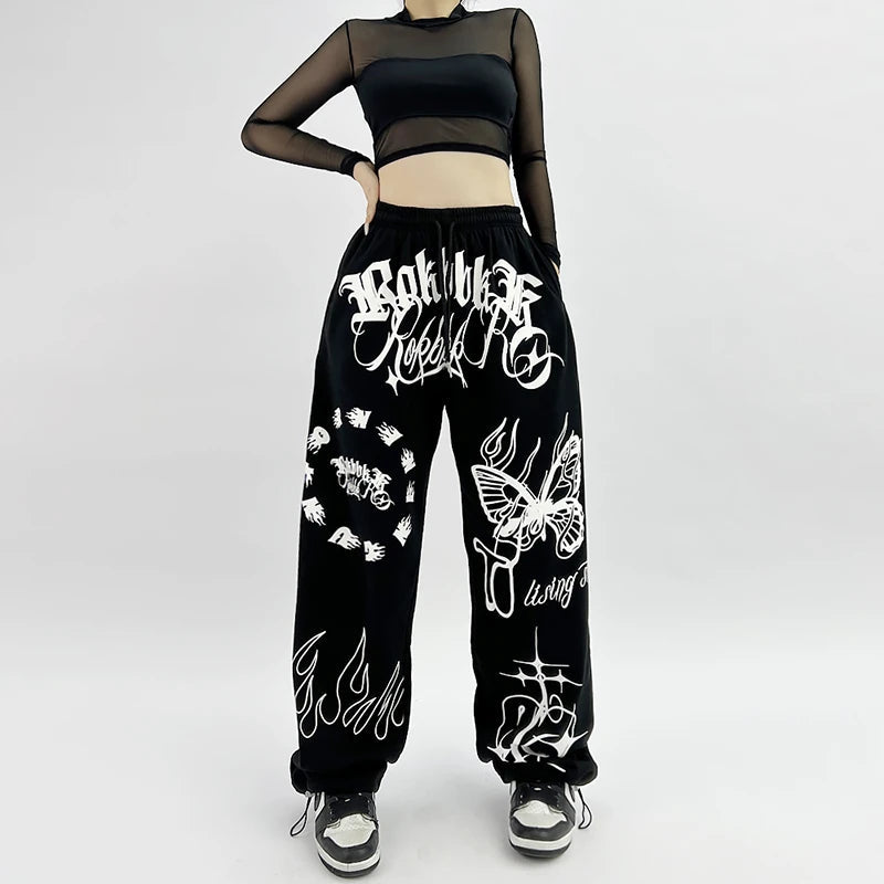 Butterfly Letter Print Pants for Women Browsglamour