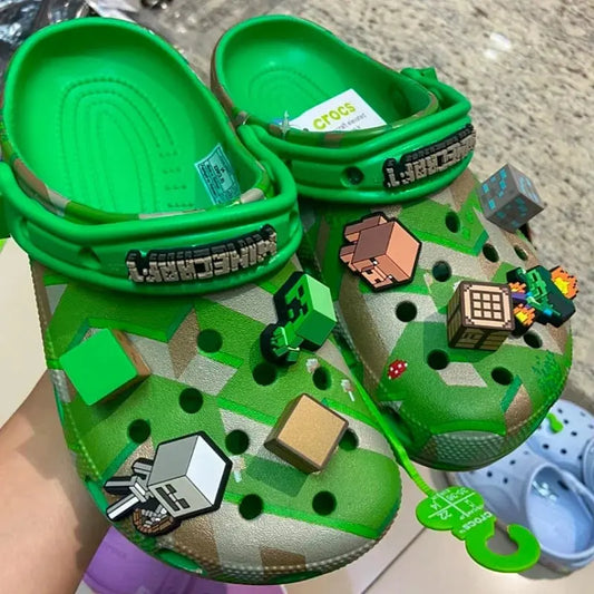 Kids Minecraft Crocs – Green Slip-On Shoes for Gamers, Comfortable Toddler & Youth Footwear Browsglamour