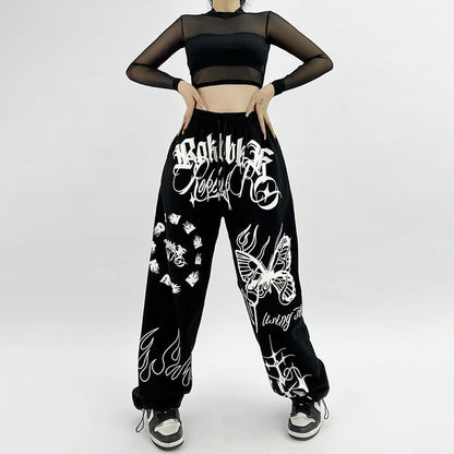 Butterfly Letter Print Pants for Women Browsglamour
