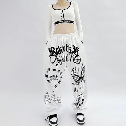 Butterfly Letter Print Pants for Women Browsglamour