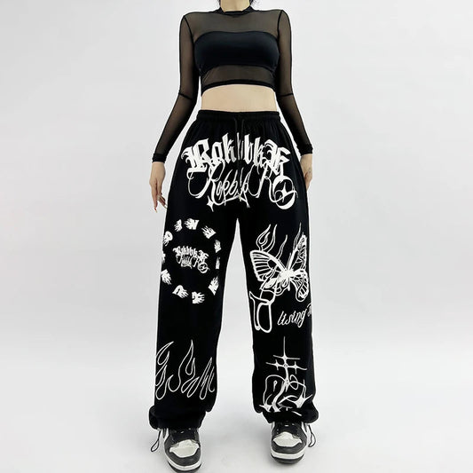 Butterfly Letter Print Pants for Women Browsglamour