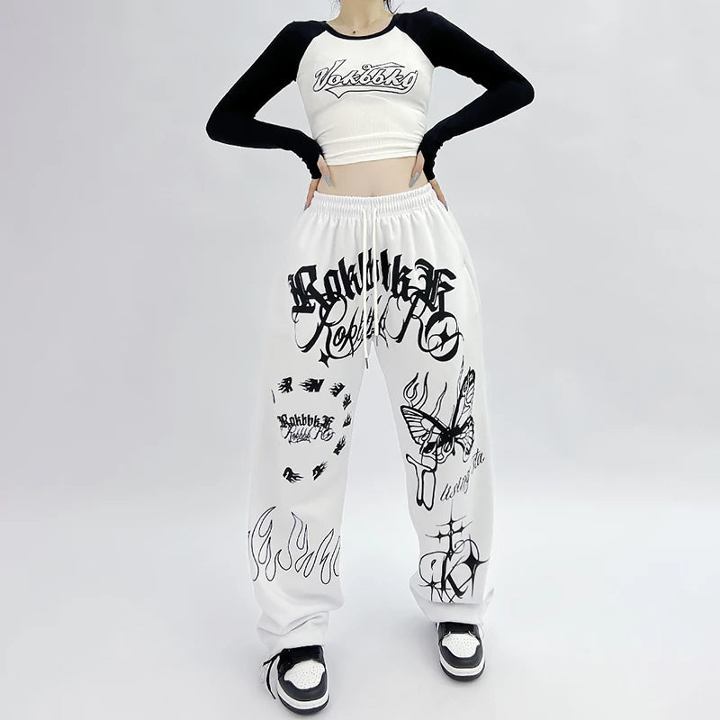 Butterfly Letter Print Pants for Women Browsglamour